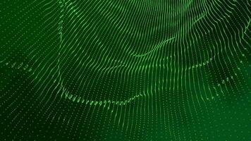 3D abstract digital technology animated green light particles on green background. video