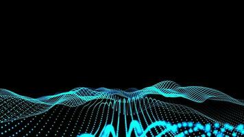 3D abstract digital technology animated blue light particles on black background. video