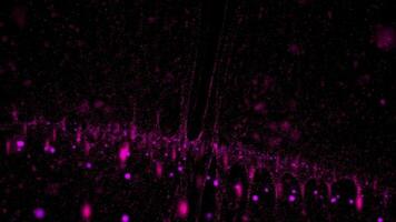 3D abstract digital technology animated pink light particles on black background. video