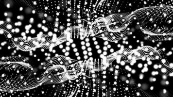 3D abstract digital technology animated white light particles on black background. video