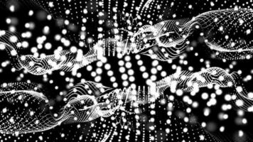 3D abstract digital technology animated white light particles on black background. video