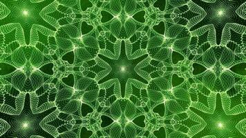 3D abstract digital technology animated green light particles on green background. video