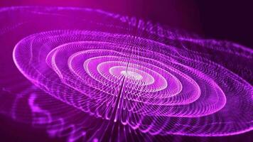 3D abstract digital technology animated pink light particles on pink background. video