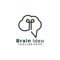 Brain idea logo with simple lineart and creative idea design vector