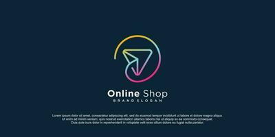 Online shop logo design with modern creative concept vector