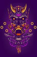 Demon skull cyborg illustration vector design