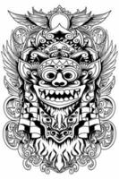 Vector image of batik and Barong mask with black and white style