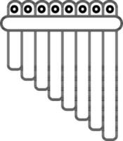 Line Art Pan Flute Icon in Flat Style. vector