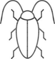 Cockroach icon or symbol in black thin line art. vector