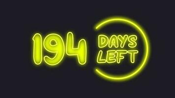 194 day left neon light animated video