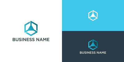 Cube logo, hexagon design vector