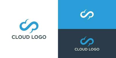 Cloud logo design technology icon logotype vector