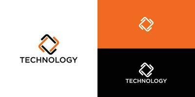 tecnología logo icono símbolo con datos solución. vector logo modelo