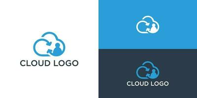 Vector logo combination of a cloud and people