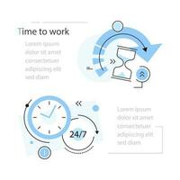 Clock, work hours concept illustration, icon, background and graphics. The illustration is colorful, flat, vector, pixel perfect, suitable for web and print vector