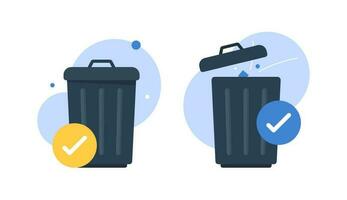 file deleted successfully,trash concept,throw it away,empty state ui, infographic, icon vector