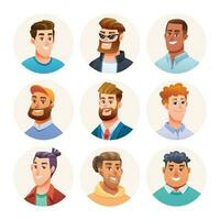 Man avatar characters collection. Male avatars in cartoon style vector