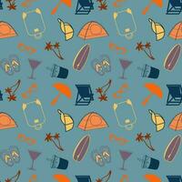 Seamless pattern with travel equipment.illustration in flat style vector