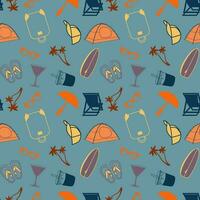 Seamless pattern with travel equipment.illustration in flat style vector