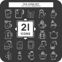 icono conjunto té. relacionado a bebida símbolo. tiza estilo. sencillo diseño editable. sencillo ilustración. verde té vector
