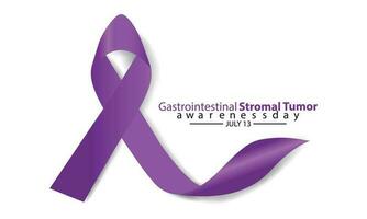 Gastrointestinal Stromal Tumor GIST awareness day in July 13. Lavender or violet color ribbon. Vector illustration.