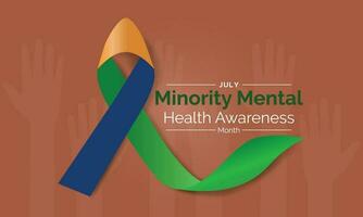 Vector illustration of minority mental health awareness month. july. Vector template for banner, greeting card, poster with background.