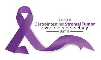 Gastrointestinal Stromal Tumor GIST awareness day in July 13. Lavender or violet color ribbon. Vector illustration.