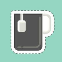 Sticker line cut Office Tea. related to Tea symbol. simple design editable. simple illustration. green tea vector