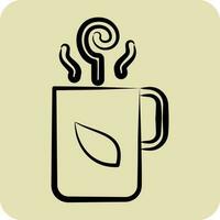 Icon Hot Tea. related to Tea symbol. hand drawn style. simple design editable. simple illustration. green tea vector