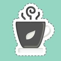 Sticker line cut Cup Of Tea. related to Tea symbol. simple design editable. simple illustration. green tea vector