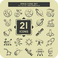 Icon Set Space. related to Education symbol. hand drawn style. simple design editable. simple illustration vector