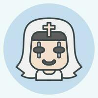 Icon Nun. related to Halloween symbol. color mate style. simple design editable. simple illustration vector