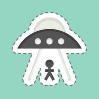 Sticker line cut Ufo. related to Space symbol. simple design editable. simple illustration vector