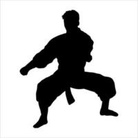 Karate kick and poses of karate techniques. Martial arts. This vector illustrates several poses of karate techniques in Silhouette vector illustration.