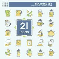 Icon Set Tea. related to Drink symbol. doodle style. simple design editable. simple illustration. green tea vector