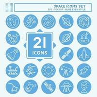 Icon Set Space. related to Education symbol. blue eyes style. simple design editable. simple illustration vector