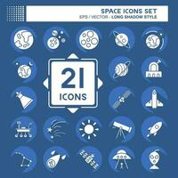 Icon Set Space. related to Education symbol. long shadow style. simple design editable. simple illustration vector