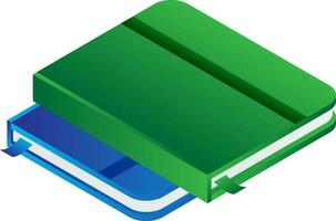 Green and Blue Books in 3d style. vector