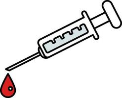 Syringe with Drop icon in gray and red color. vector