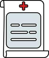 Desplazarse médico documento papel icono en plano estilo. vector