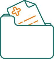 Medical Folder icon in green line art. vector