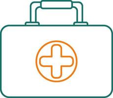 Line art illustration of First aid box icon. vector