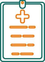 Medical Document Paper on Clipboard Icon in thin line. vector