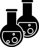 black and white Two Liquid beaker icon in flat style. vector