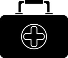 black and white First aid box icon in flat style. vector