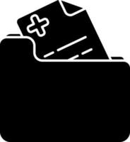 médico carpeta icono en negro y blanco color. vector