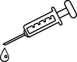 Thin line Syringe with Drop icon on white background. vector