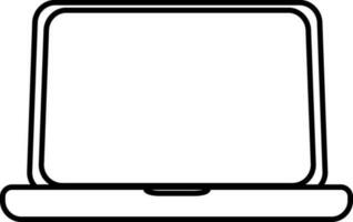 negro contorno ordenador portátil icono en plano estilo. vector