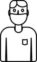 Illustration of Man Wearing Medical Mask line icon. vector