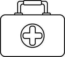 Line art illustration of First aid box icon. vector